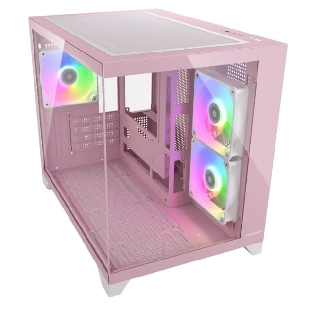 Cougar FV150 Mini Pink Dual Chamber Tempered Glass mATX Gaming Case