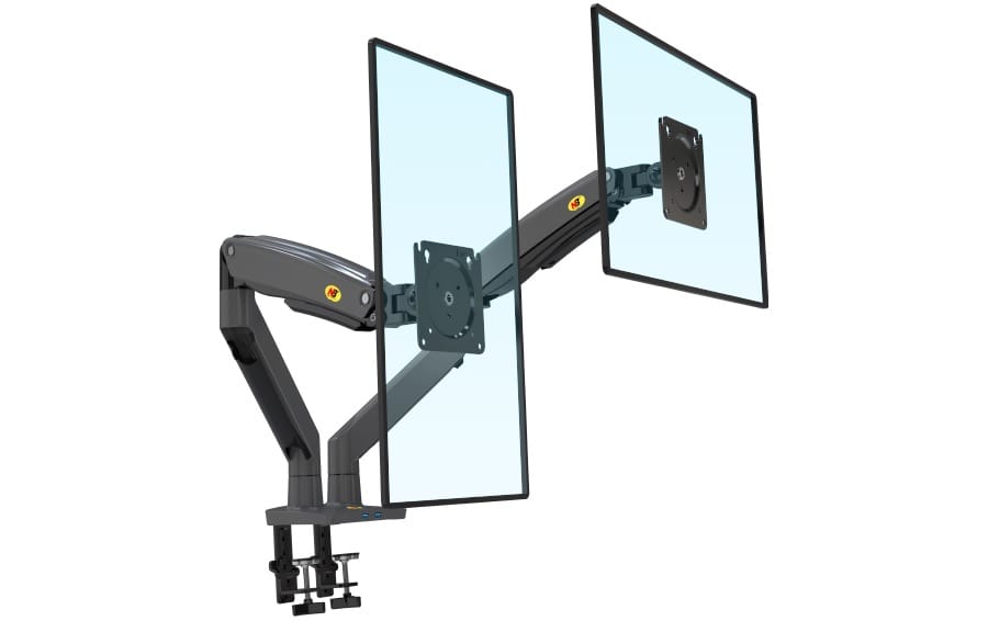 North Bayou G75 Model Dual Screen Desktop Monitor Mount 3-12kg per arm 22"-32" - Gunmetal Grey