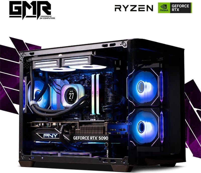 GMR Zephyr RTX 5090 Gaming PC - (Ryzen 7 9800X3D | 32GB RAM | RTX 5090 32G | 2TB NVMe SSD | 1000W | Windows 11)