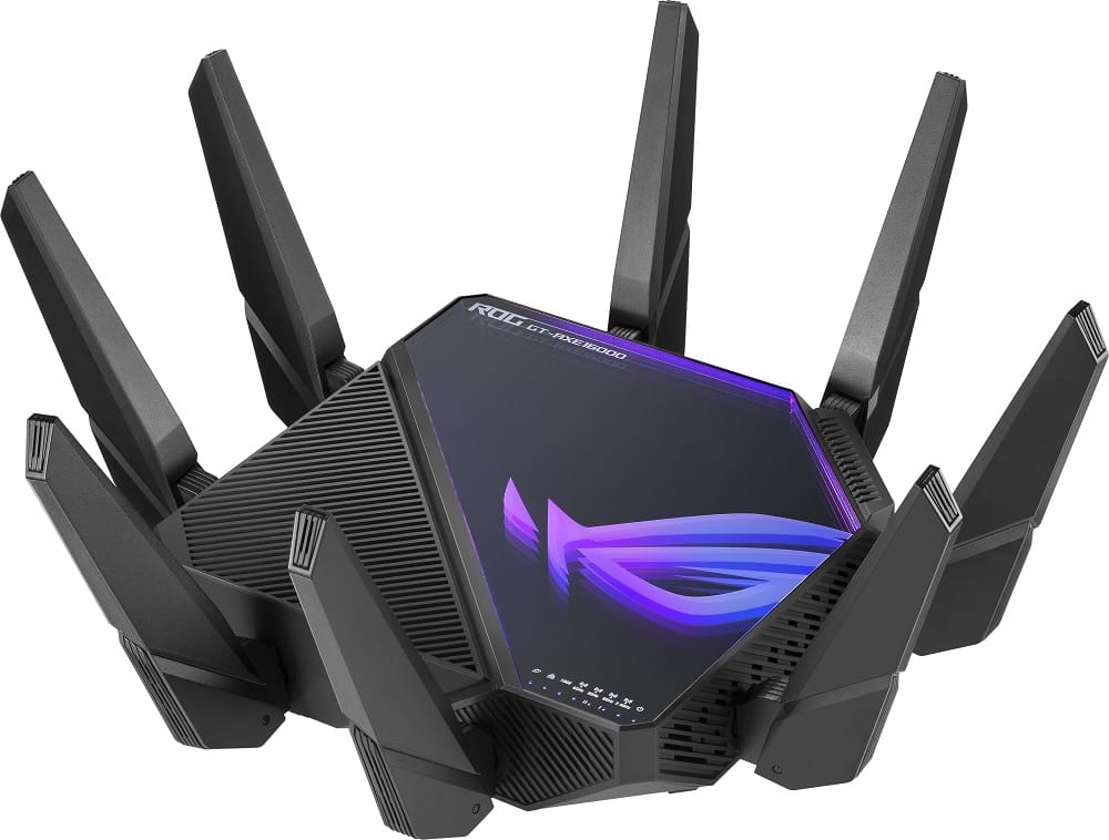 (Ex-Demo) ASUS ROG Rapture GT-AXE16000 WiFi 6E Quad-Band Extendable Gaming Router with Dual 10G LAN 6Ghz Band 2.5G WAN Ai Mesh Ai Protection VPN Fusion