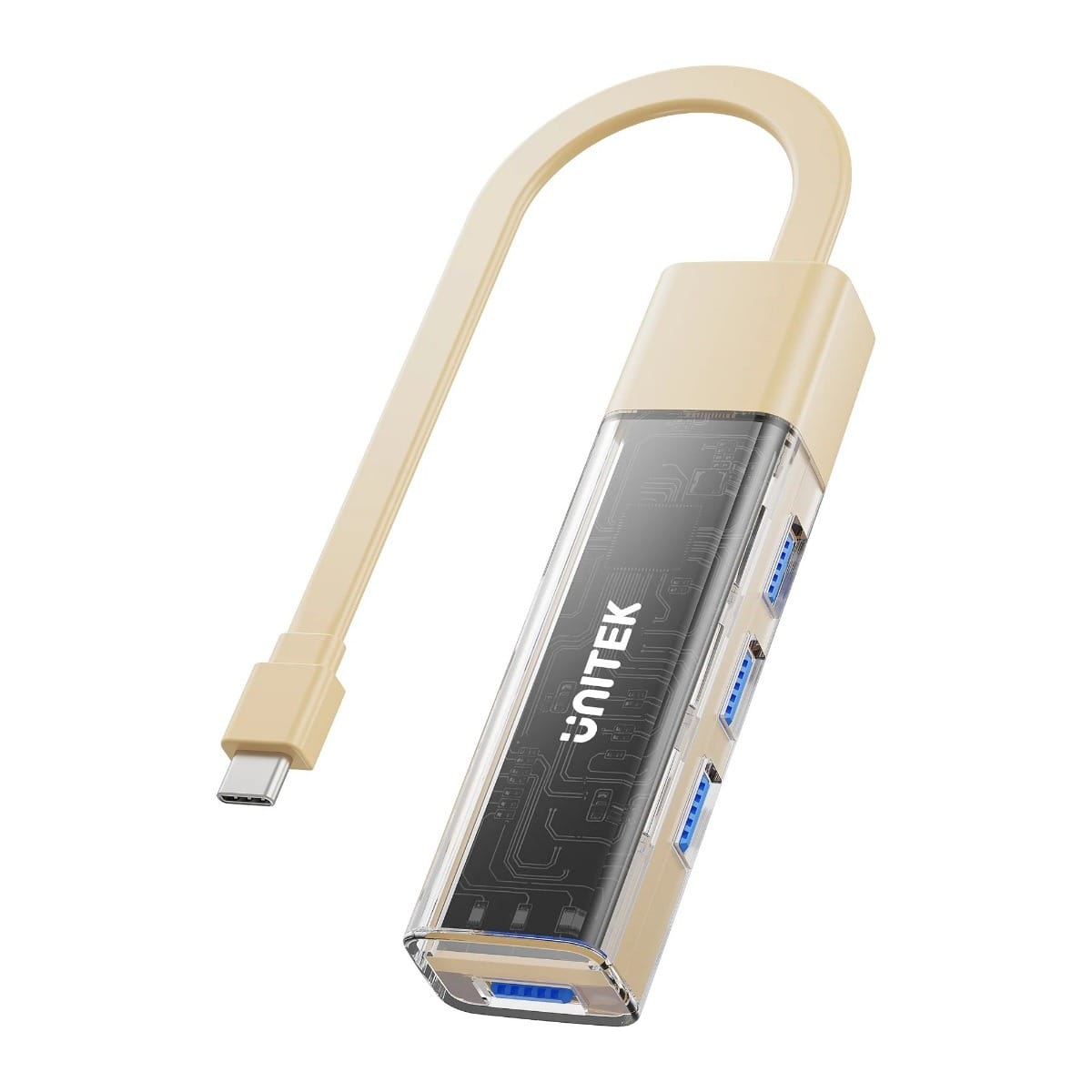 Unitek H1319ACL01 Bi-Directional Hub with Detachable Cable - Cream Latte