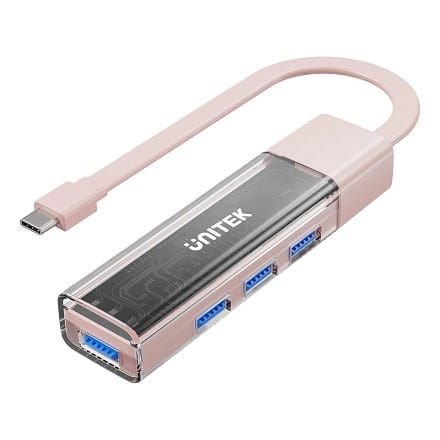 Unitek H1319APK01 Bi-Directional Hub with Detachable Cable - Pastel Pink
