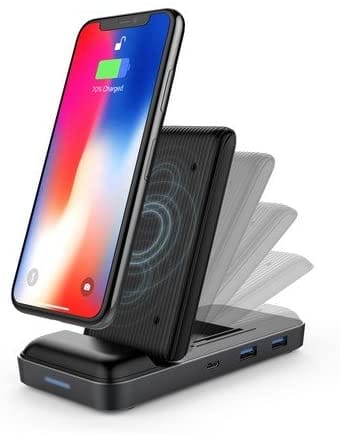HyperDrive 8in1 USB-C Hub With 7.5W Wireless Charger - Black