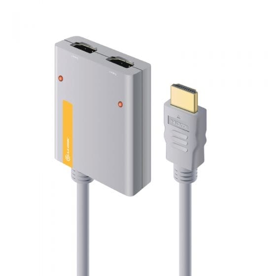 Alogic 2 Port Portable HDMI 2.0 4K Splitter with inbuilt 50cm HDMI