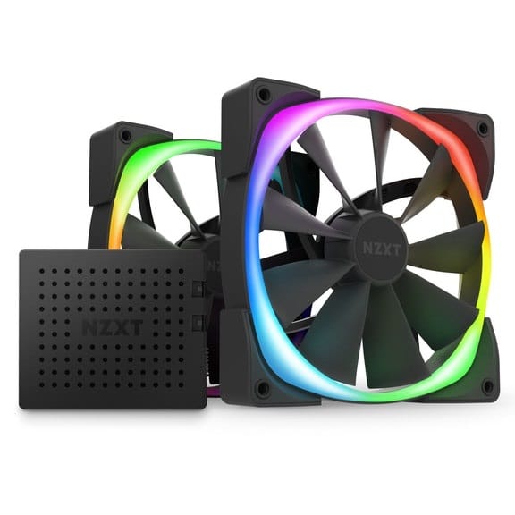 NZXT Aer RGB 2 140mm Fans With RGB & Fan Controller Twin Starter Pack - Matte Black