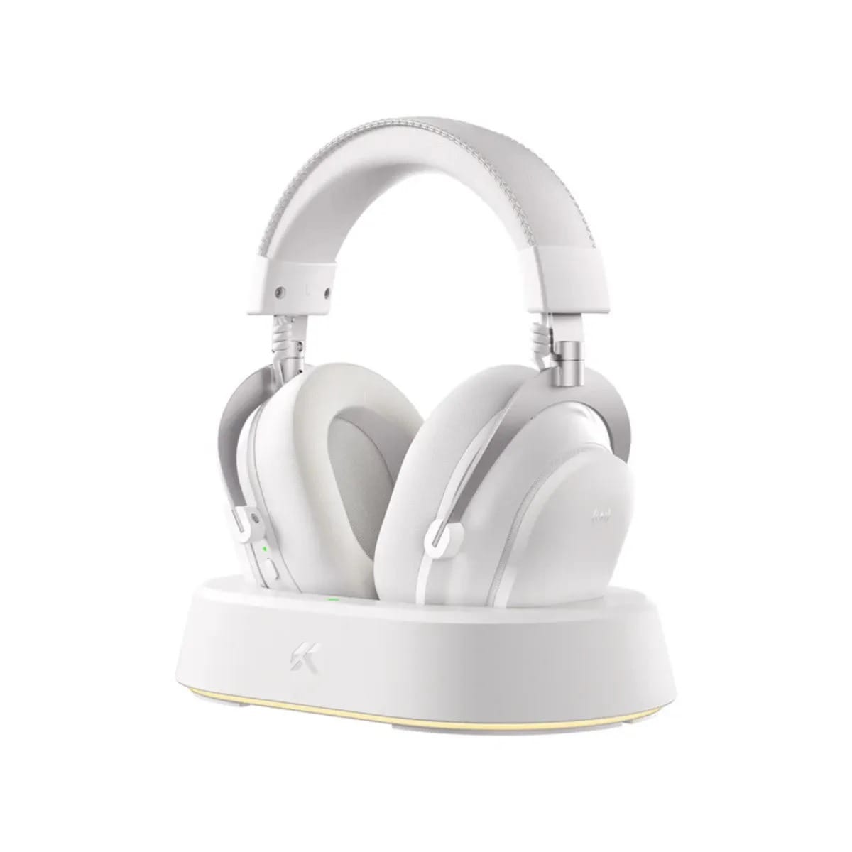 MCHOSE V9 Turbo+ Wireless RGB Gaming Headset with Magnetic Charging Station - Icy White