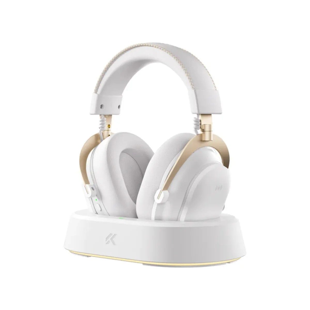 MCHOSE V9 Turbo+ Wireless RGB Gaming Headset with Magnetic Charging Station - White Gold
