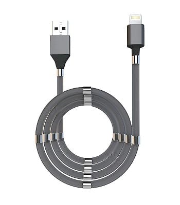 Laser Magnetic Easy Coil Lightning to USB-Cable 1m - Grey