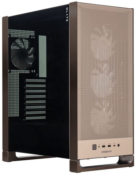 InWin DLITE Mid Tower ATX 4-ARGB Fan Tempered Glass Panel Computer Case - Mocha Bronze
