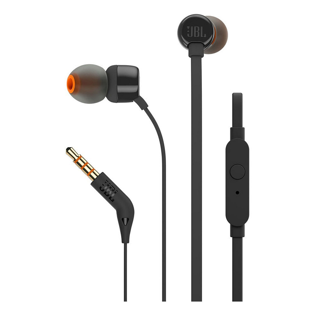 JBL T110 In Ear Headphones With Button Mic Black