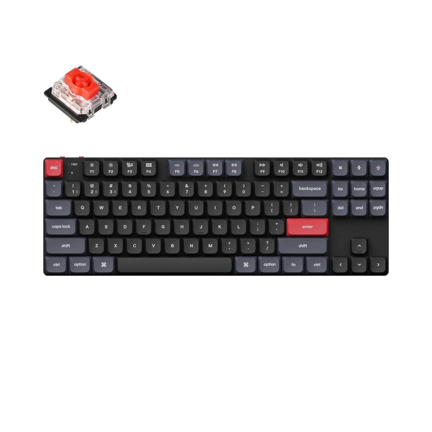 Keychron K1 Pro QMK/VIA Low Profile Hot-Swappable Gateron Wireless Custom Mechanical Keyboard-Red Switch
