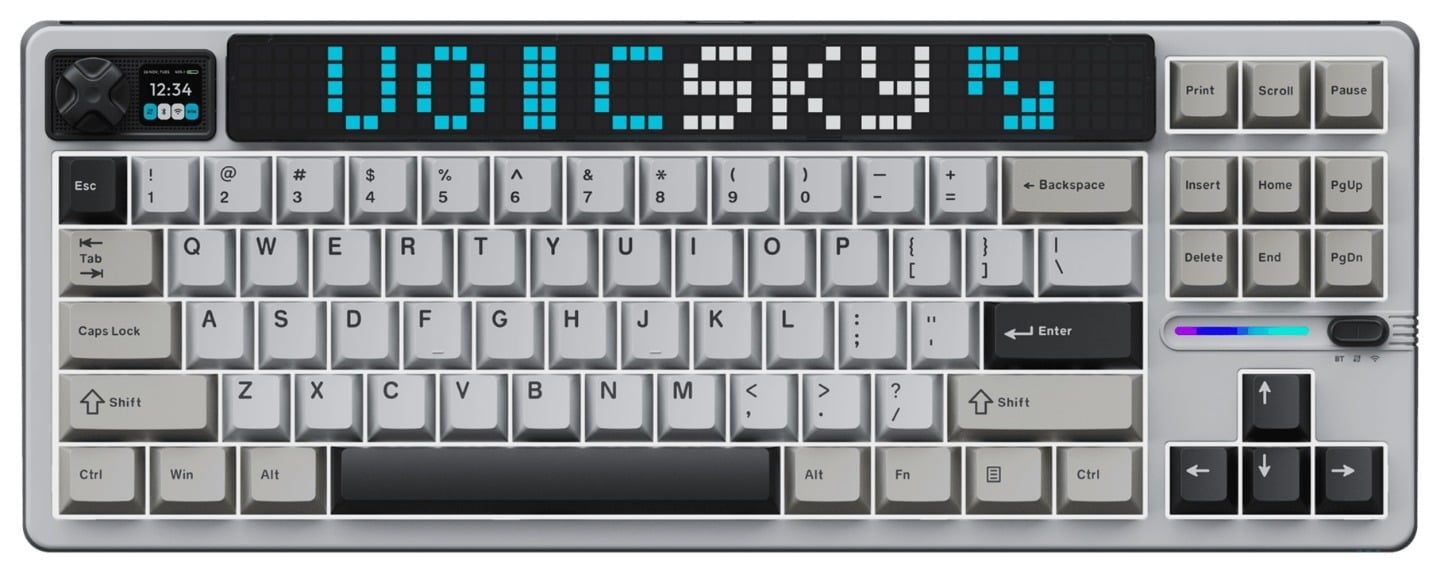 VOICSKY ATMOS 87 Wireless Mechanical Light Keyboard with Custom Pixel Dynamic Screen - Tone Linear Switch