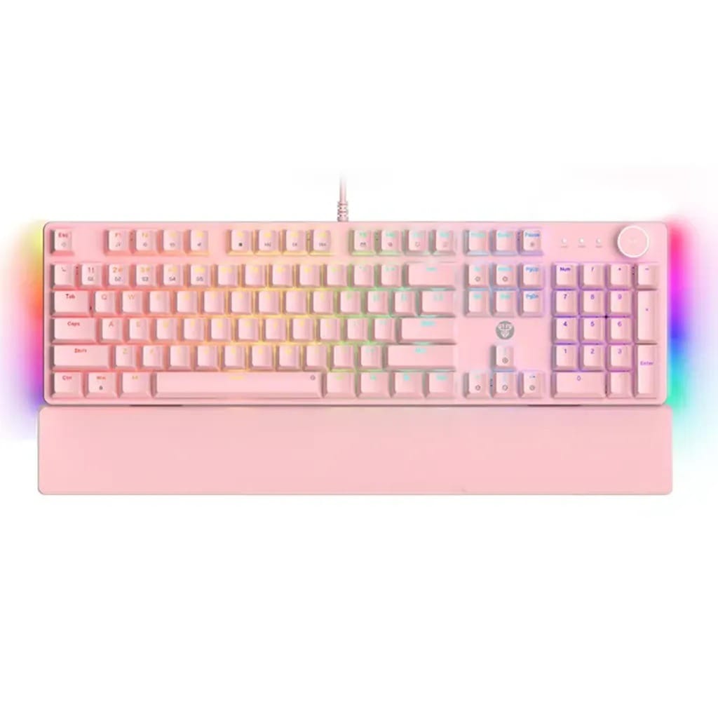 Fantech MAXPOWER II Wired Hot-Swap RGB Backlight Mechanical Pink Keyboard with Wrist Rest - Speed Grey Switch