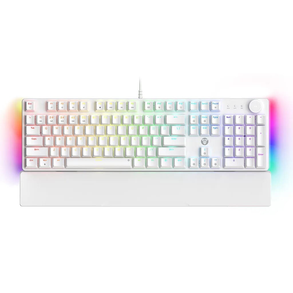Fantech MAXPOWER II Wired Hot-Swap RGB Backlight Mechanical White Keyboard with Wrist Rest - Speed Grey Switch