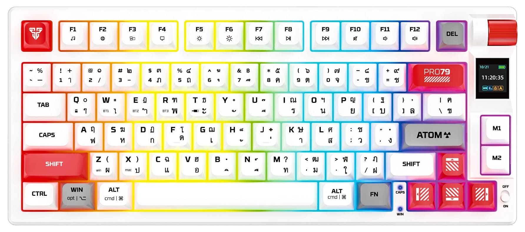 Fantech MK917 75% Hot-Swap Wireless Mechanical White Keyboard - Red Switch