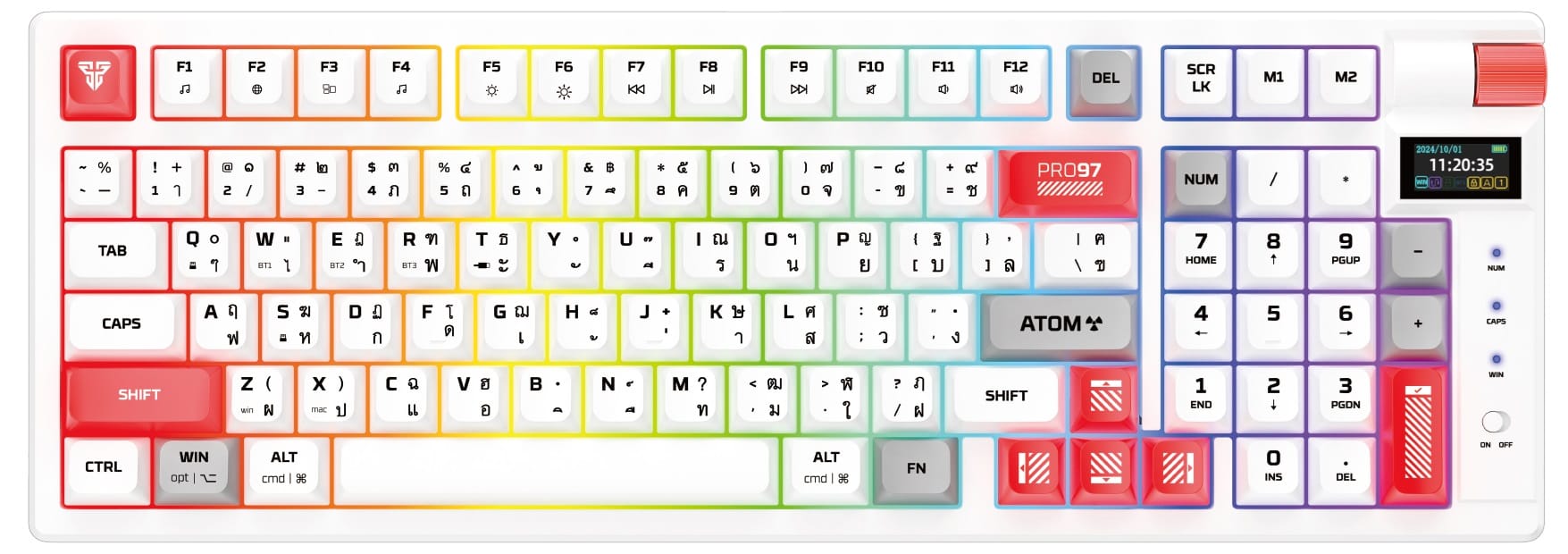 Fantech MK918 96% Hot-Swap Wireless Mechanical White Keyboard - Red Switch
