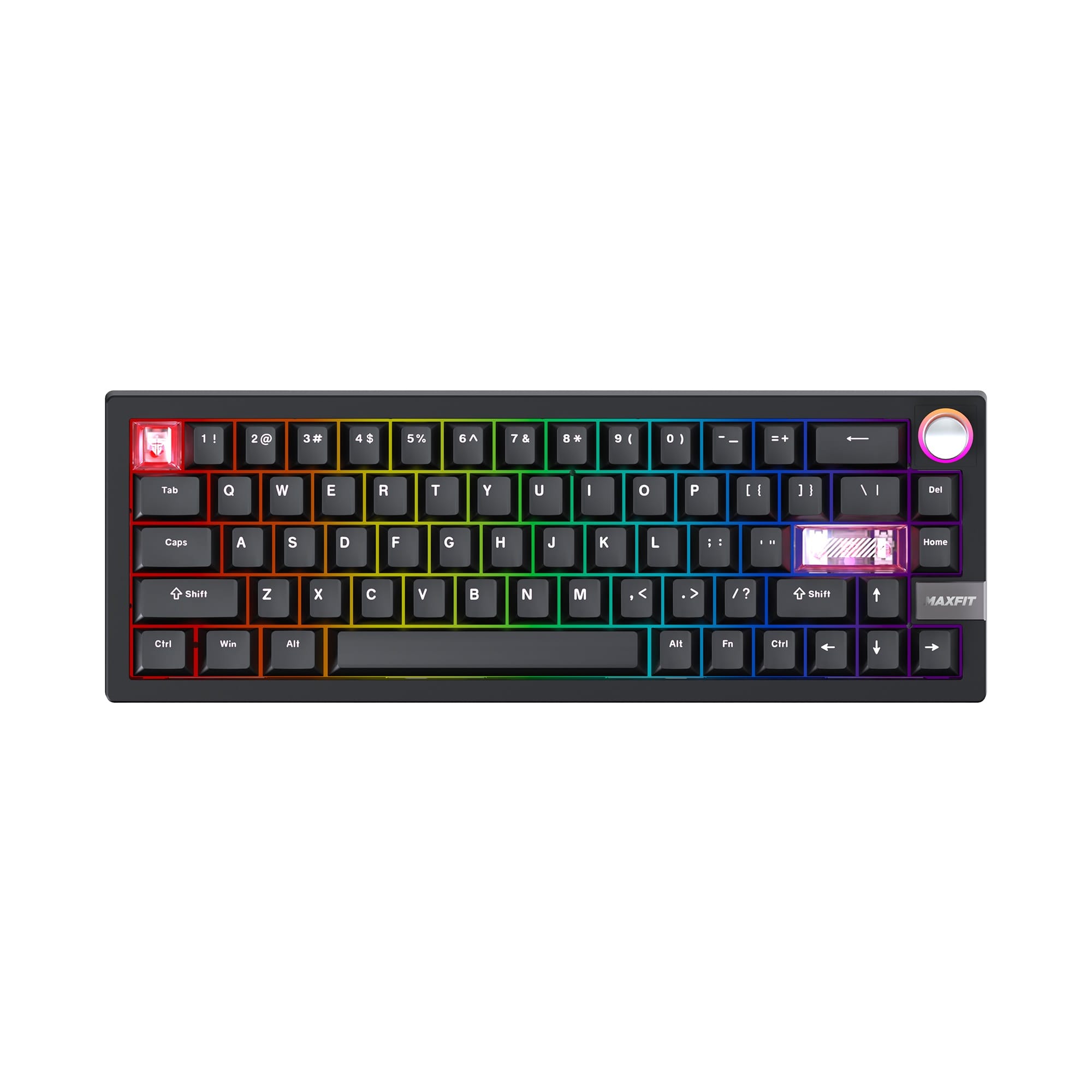 Fantech MAXFIT6 60% Hot-Swap QMK/VIA Wireless Mechanical Black Keyboard with Knob - Brown Switch