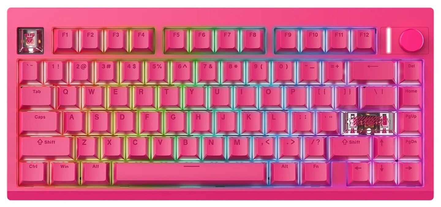 Fantech MAXFIT8 QMK Wireless Mechanical Pink Keyboard - White Switch