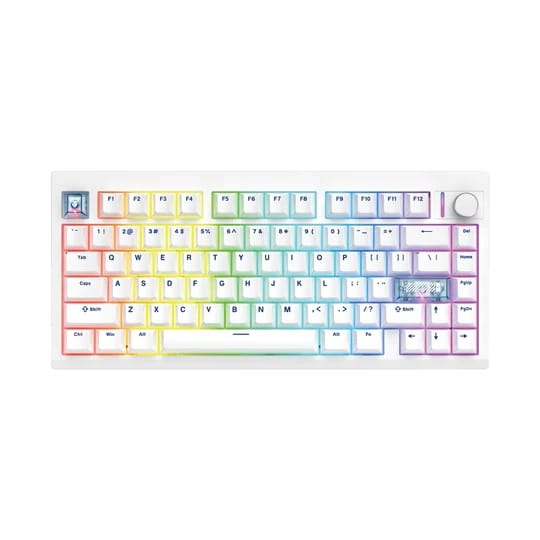Fantech MAXFIT8 QMK Wireless Mechanical White Keyboard - Brown Switch