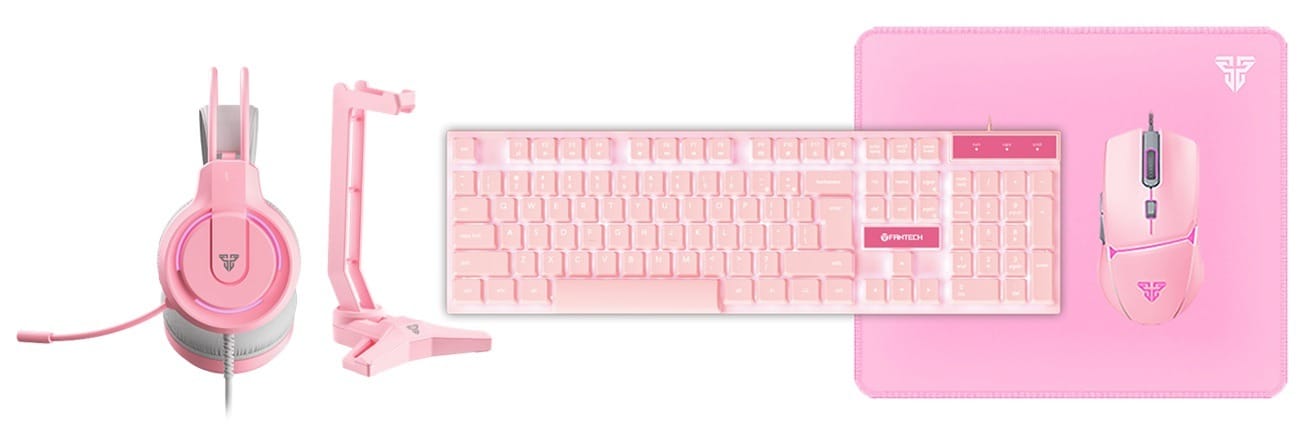Fantech P51 5-in-1 Keyboard Mouse Power Bundle Combo - Pink
