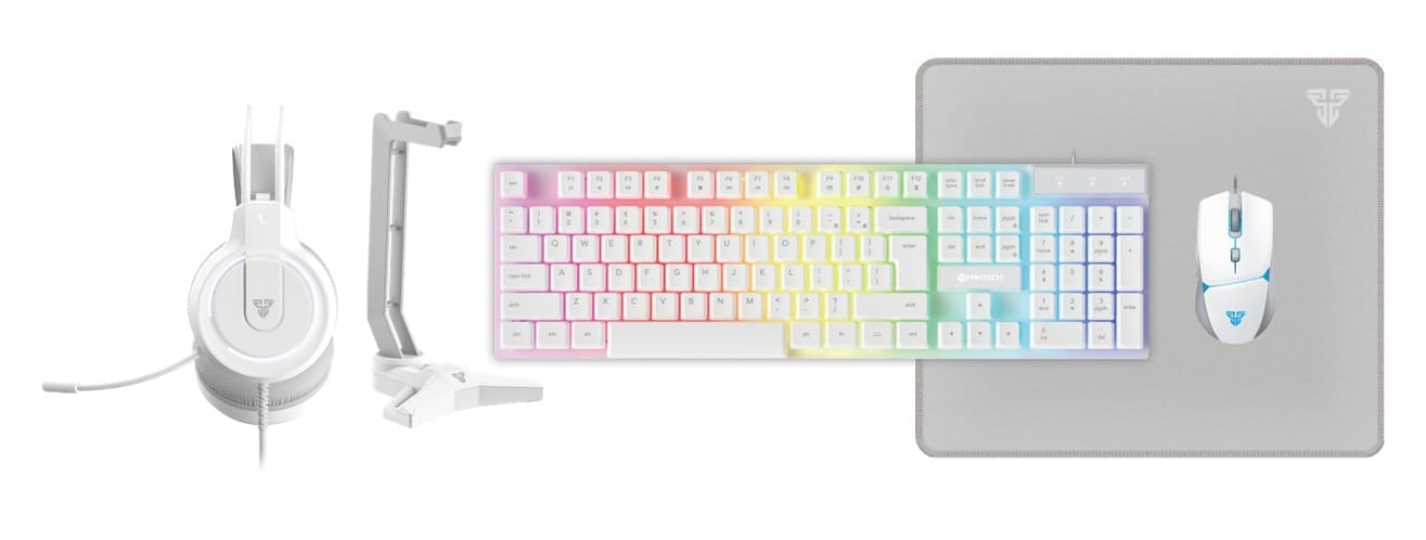 Fantech P51 5-in-1 Keyboard Mouse Power Bundle Combo - White