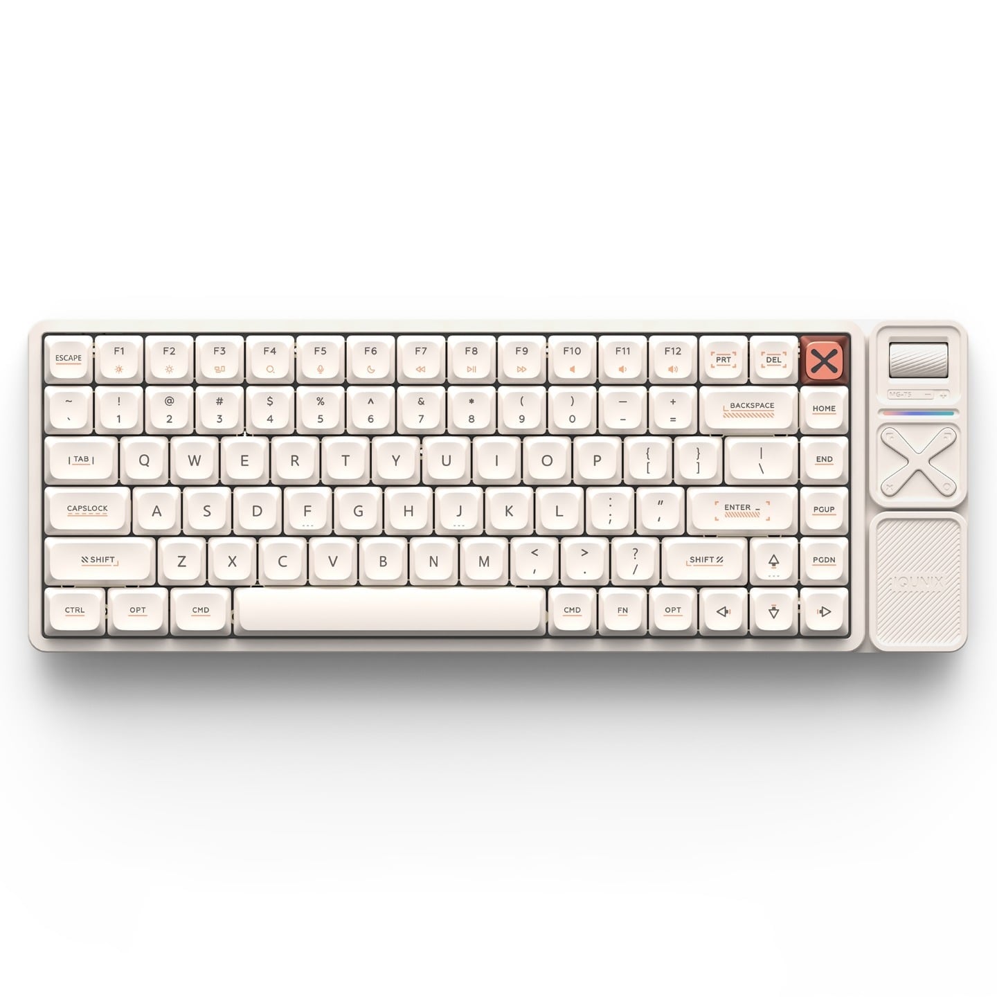 IQUNIX Magi75 Pro Low Profile Aluminum Wireless Mechanical Ochre White Keyboard - Gold Red Switch