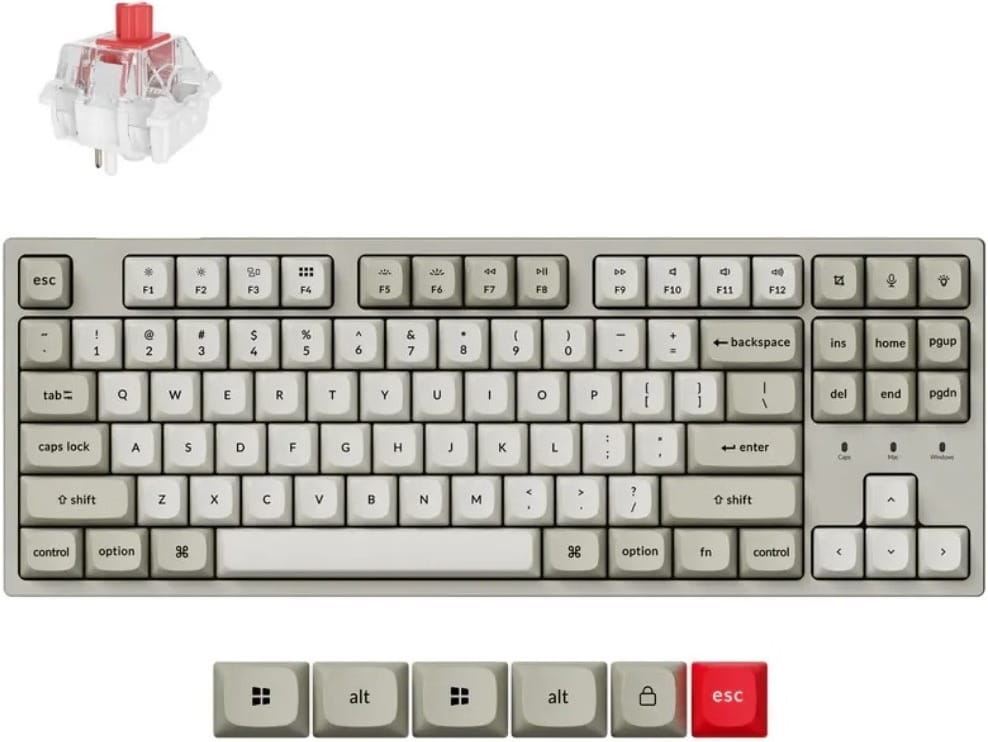 (Ex-Demo) Keychron C1 Pro 8K QMK Wired Mechanical RGB Backlight Hot-Swappable Gaming Keyboard - Super Red