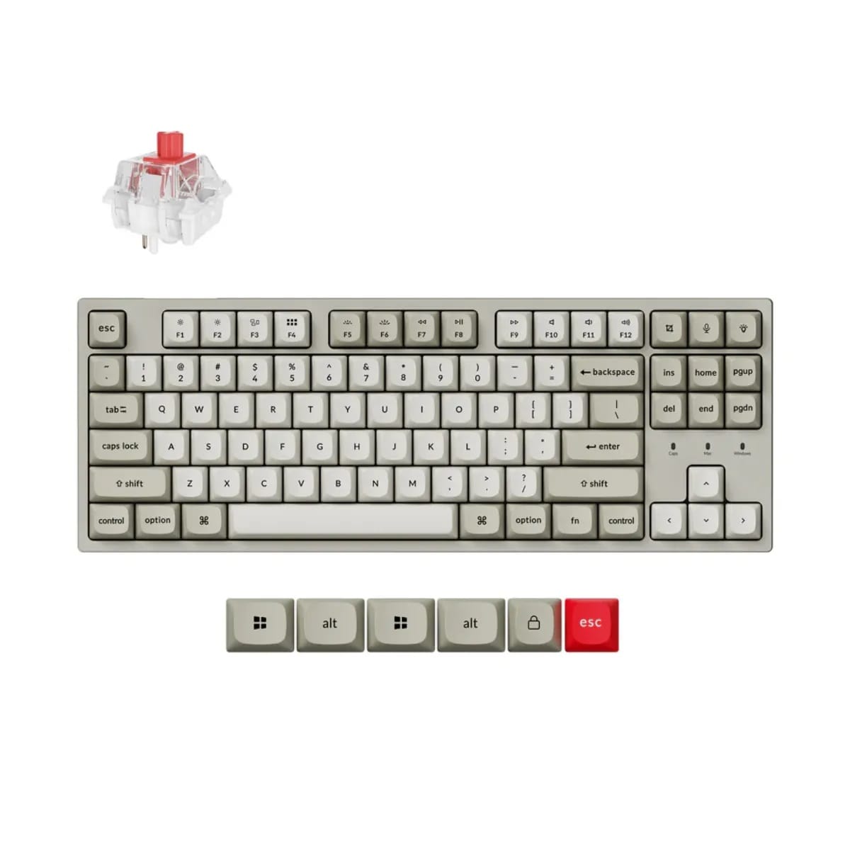 Keychron C1 Pro 8K QMK Wired Mechanical RGB Backlight Hot-Swappable Gaming Keyboard - Super Red