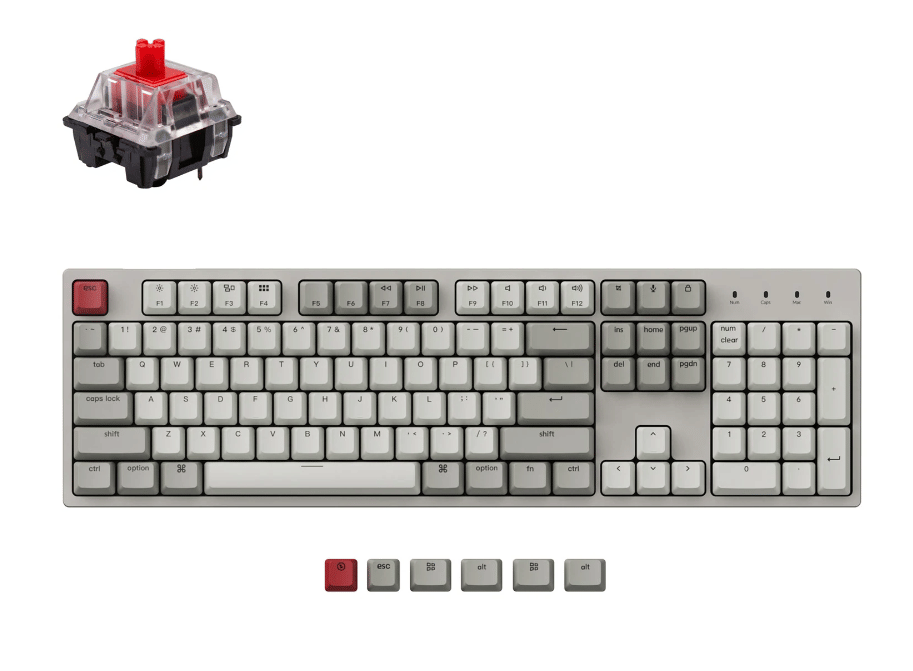 Keychron C2 Hot-Swappable Gateron 104 Keys Mechanical Keyboard Red switch