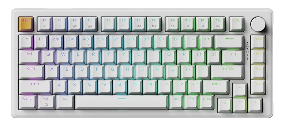 Keychron J2 QMK RGB Wireless Mechanical White Keyboard - Apex Banana Switch