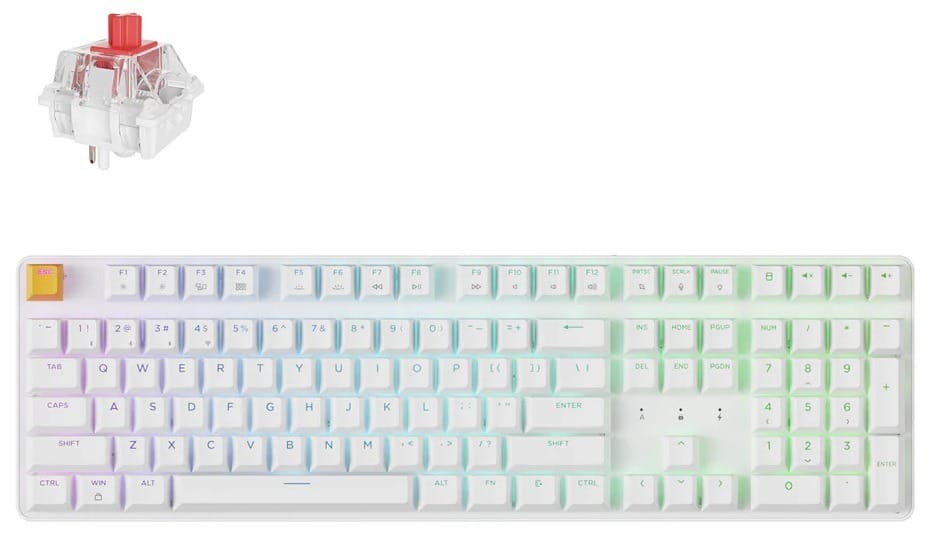 Keychron J5 QMK Wireless Mechanical RGB White Keyboard - Apex Red Switch