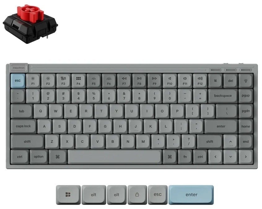 Keychron J9 QMK Low-Profile Wireless Mechanical Gray Keyboard - Red Switch