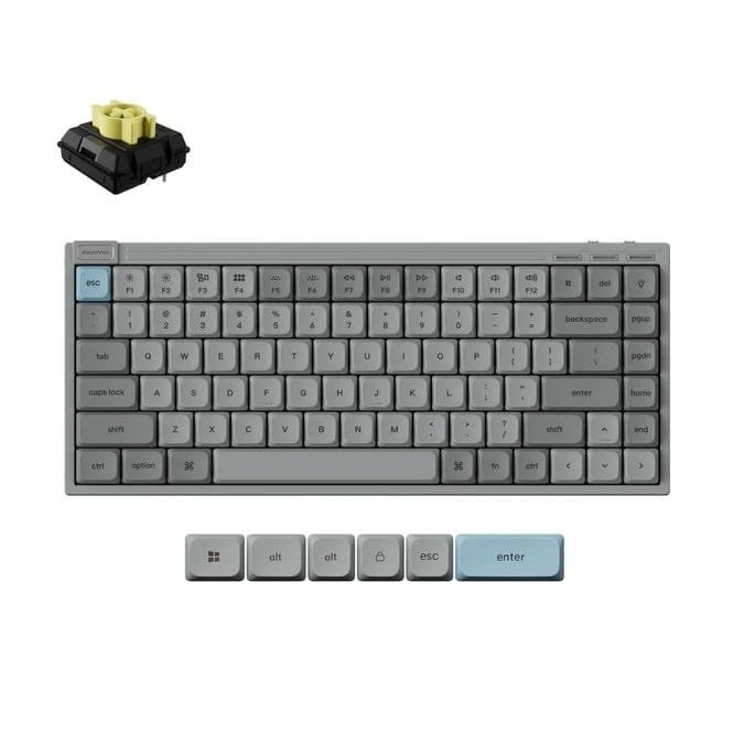 Keychron J9 QMK Low-Profile Wireless Mechanical Gray Keyboard - Banana Switch