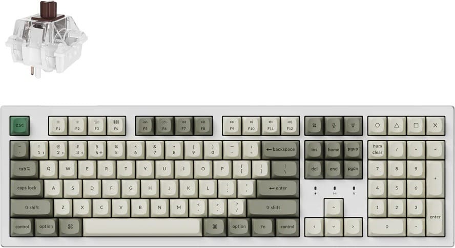 Keychron K10 Max QMK Hot-Swappable White Wireless Mechanical Keyboard - Brown Switch