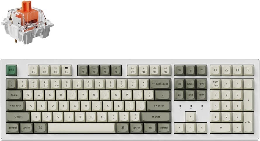 Keychron K10 Max QMK Hot-Swappable White Wireless Mechanical Keyboard - Red Switch