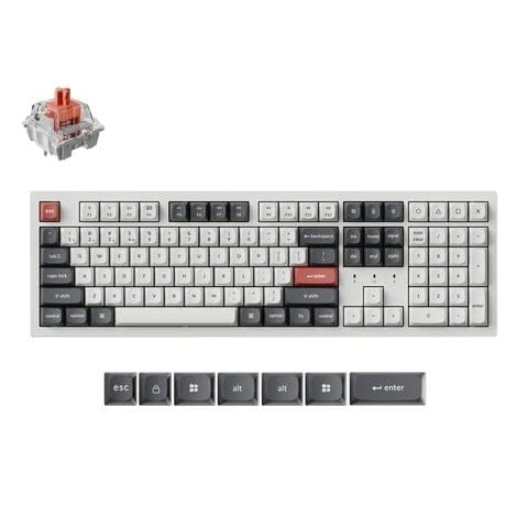 Keychron K10 Ultra Full 8K Wireless Custom White Mechanical Keyboard - Apex Silent Red Switch