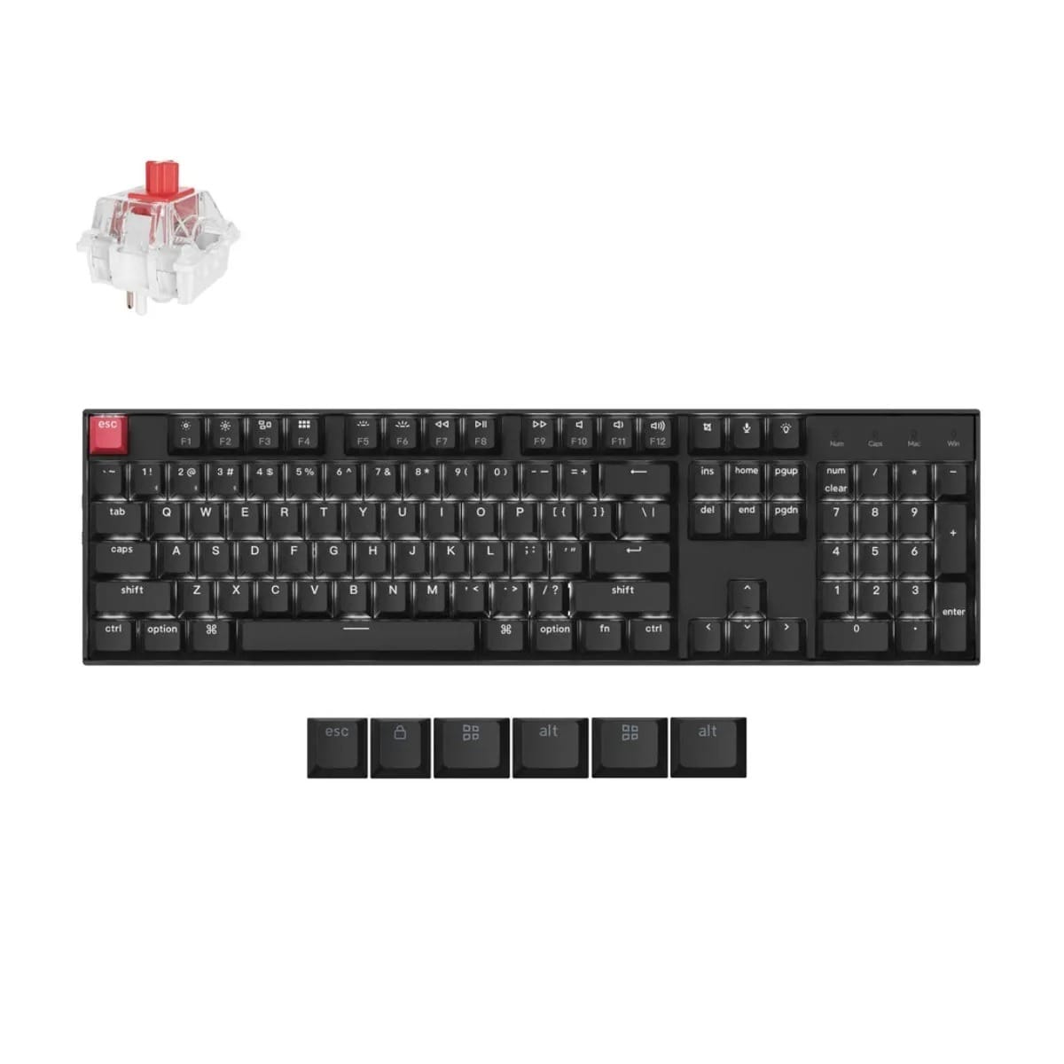Keychron K10 V2 QMK Wireless Mechanical White Backlight Keyboard - Super Red Switch