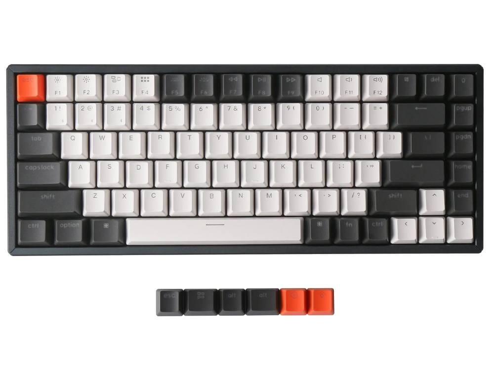 Keychron K2 v2 75% Bluetooth Wireless Hot-swappable RGB Backlit Aluminium Frame 84 Keys Mechanical Keyboard Gateron Brown Switch Mac Windows White Keycap K2-C3H