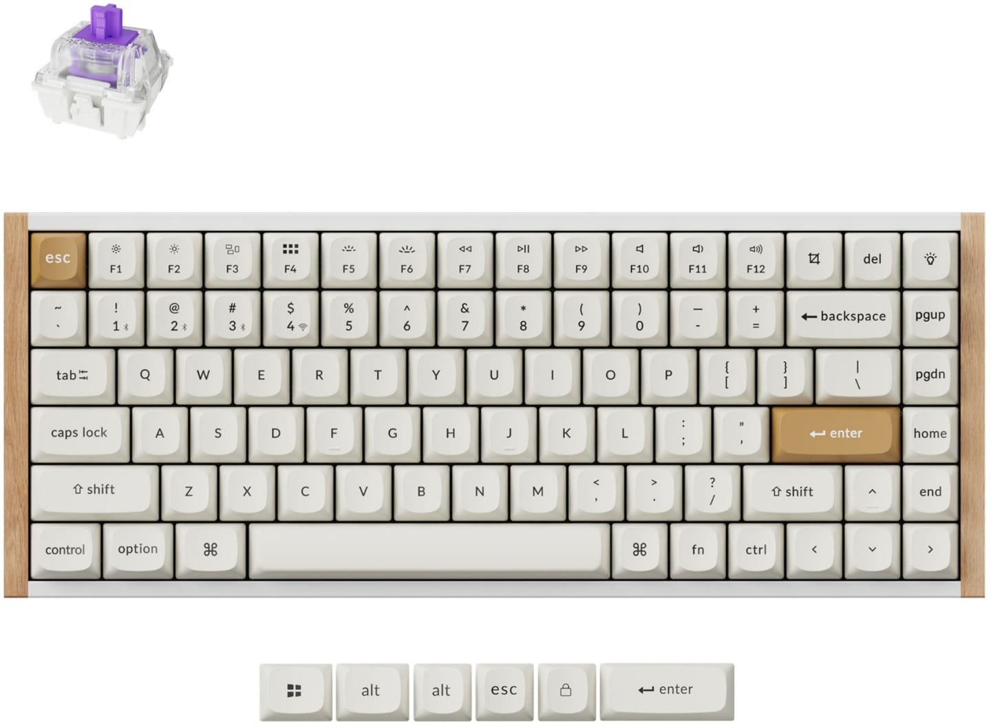 Keychron K2 HE Wireless Special Edition Side Wood White Frame Custom Keyboard - Nebula Magnetic Switch