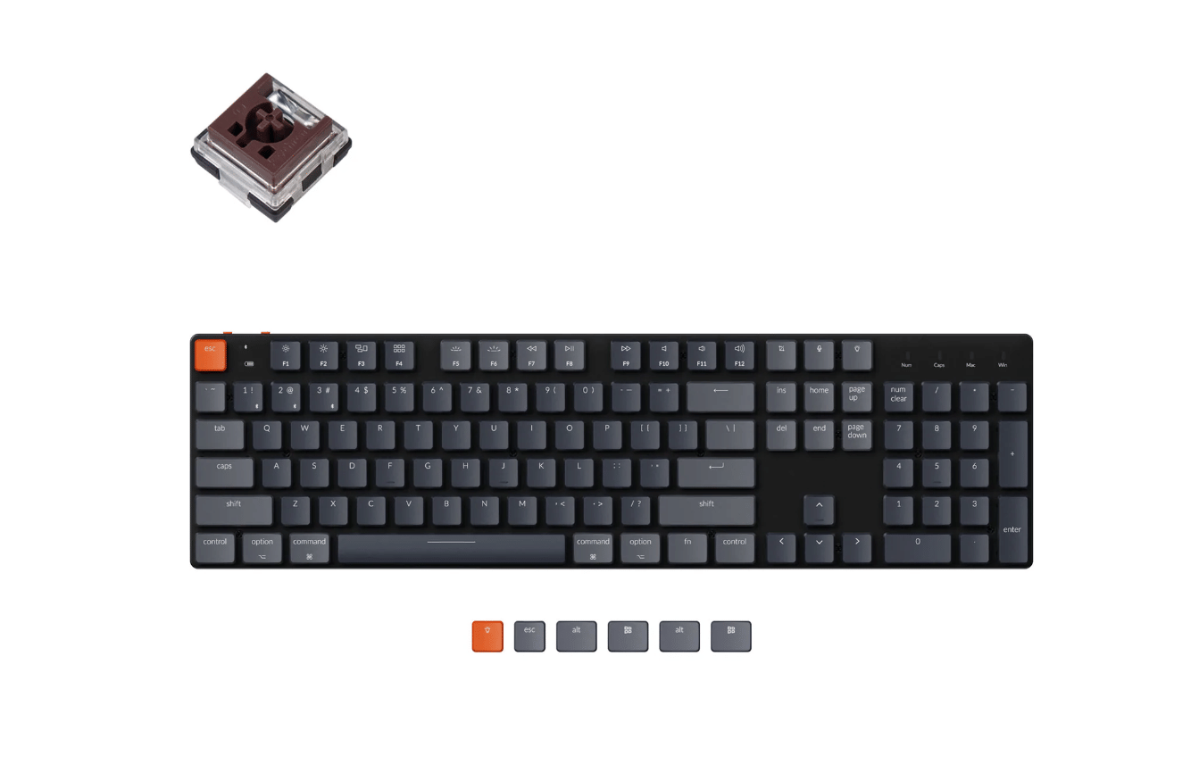 Keychron K5 SE Low-Profile Bluetooth Hot-Swappable Optical RGB Backlit Gateron Mechanical Keyboard-Brown Switch