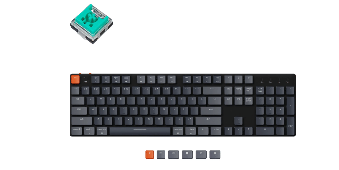 Keychron K5 SE Low-Profile Bluetooth Hot-Swappable Optical RGB Backlit Gateron Mechanical Keyboard-Mint Switch