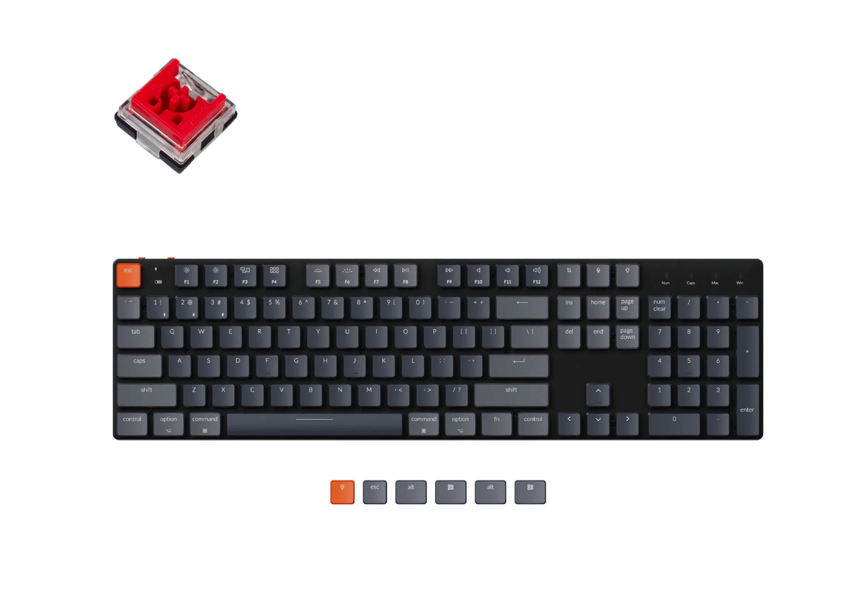 Keychron K5 SE Low-Profile Bluetooth Hot-Swappable Optical RGB Backlit Gateron Mechanical Keyboard-Red Switch