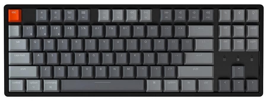 (Ex-Demo) Keychron K8 80% TKL Bluetooth Wireless Hot-swappable RGB Backlit Aluminium Frame Mechanical Keyboard 87 keys Gateron Red Switch Mac Windows K8-J1