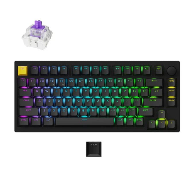 Keychron Lemokey P1 HE Wireless Fully Assembled Knob (Shine Through) Black Custom Keyboard - Nebula Magnetic Switch