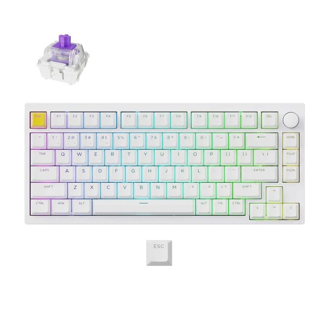 Keychron Lemokey P1 HE Wireless Fully Assembled Knob (Shine Through) White Custom Keyboard - Nebula Magnetic Switch