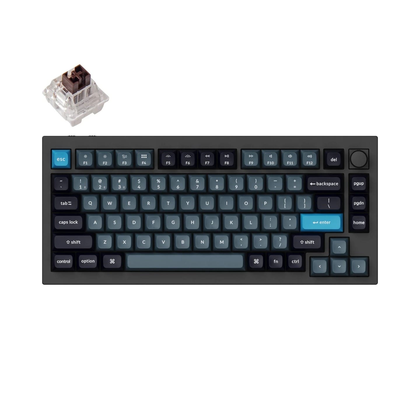 Keychron Q1 Pro QMK 75% Wireless Custom Hot-Swappable Mechanical Keyboard K Pro Brown Switch with Knob-Black