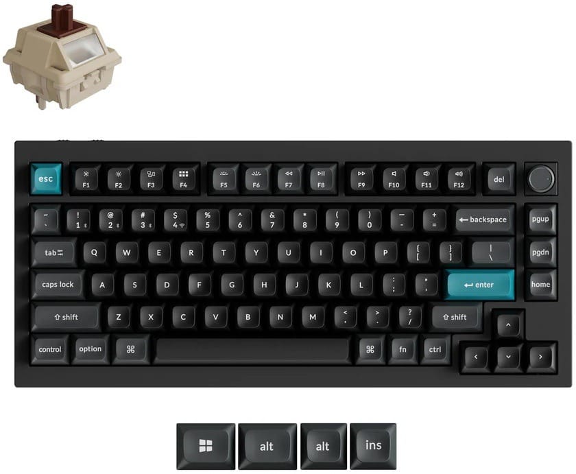 Keychron Q1 Ultra 8K Wireless Custom Mechanical Black Keyboard - Brown Switch