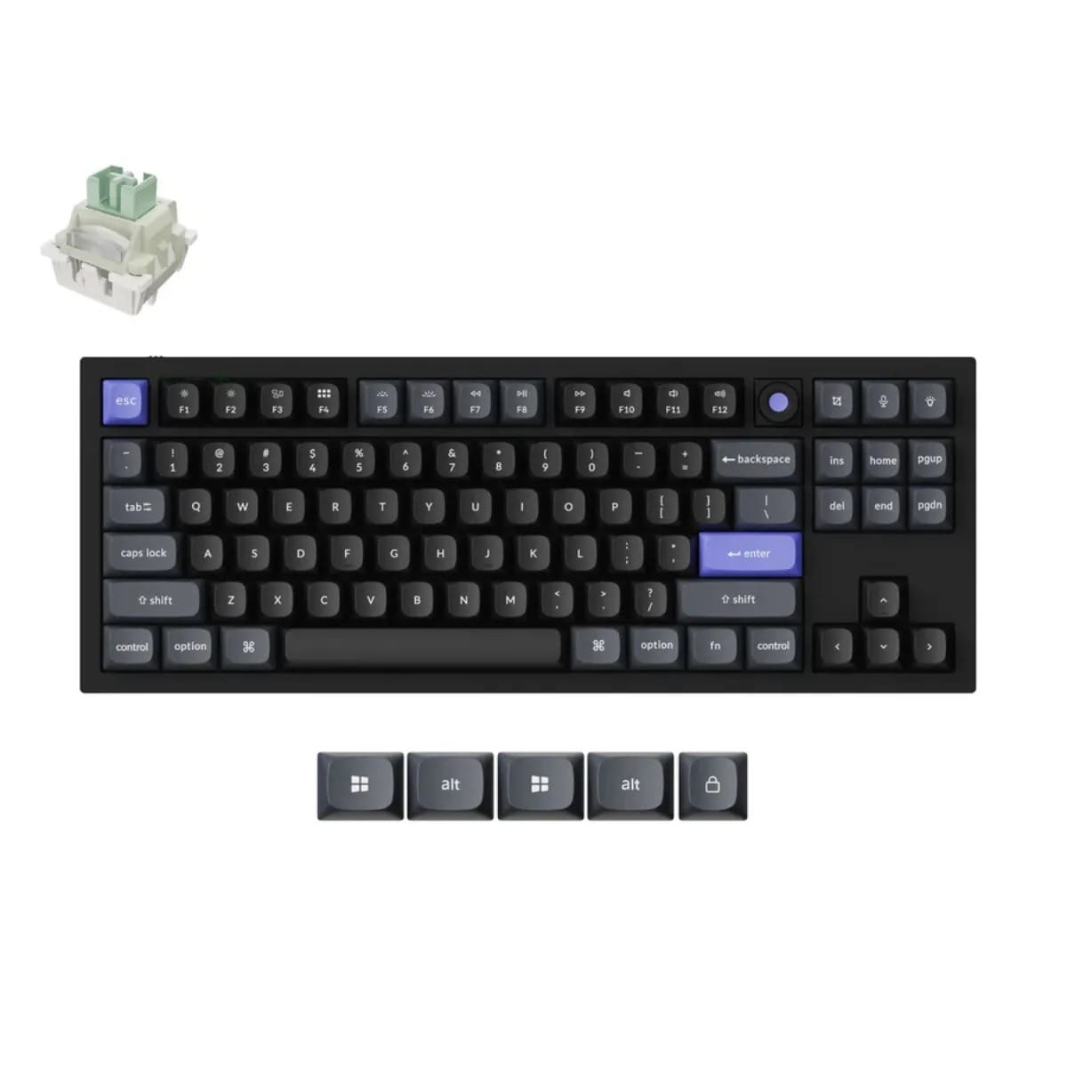 Keychron Q3 HE 8K Magnetic Switch Fully Assembled Knob Black Keyboard - Ultra-Fast Lime Magnetic Switch