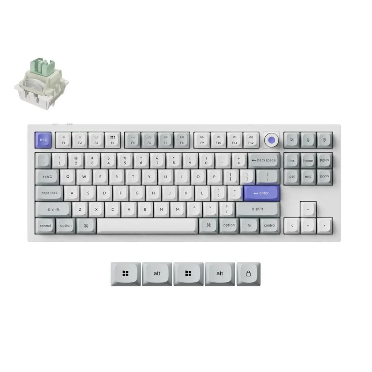 Keychron Q3 HE 8K Magnetic Switch Fully Assembled Knob White Keyboard - Keychron Ultra-Fast Lime Magnetic Switch