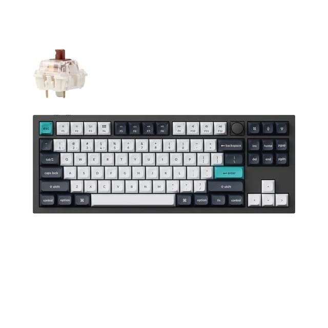 Keychron Q3 Max QMK/VIA Wireless TenKeyLess RGB Hot-Swap Fully Assembled Knob Carbon Black Custom Mechanical Keyboard - Brown Switch